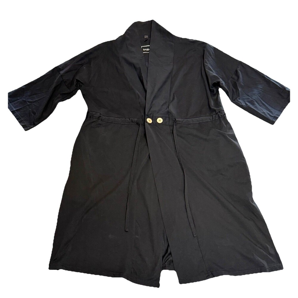 Brobe Black Comfort Recovery Robe Large Soft Stretch Lounge Wrap